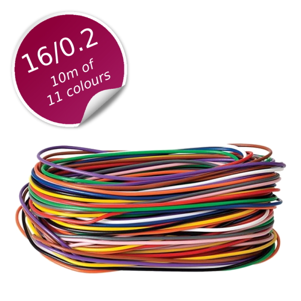 10 Metres Of 11 Colours 16/0.2 Stranded Layout Wire 110m Total