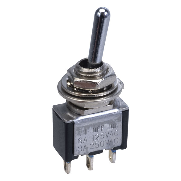 Miniature Toggle Switch SPDT ON - OFF - ON Panel Mount