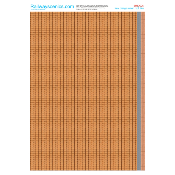 New Orange Roman Roof Texture Sheet Printed OO Scale