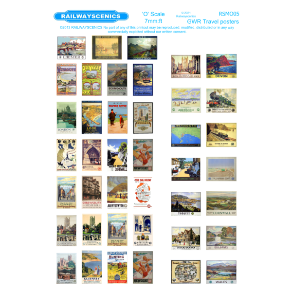 A5 Printed GWR Travel Posters In 7mm:ft 1:43 O Scale