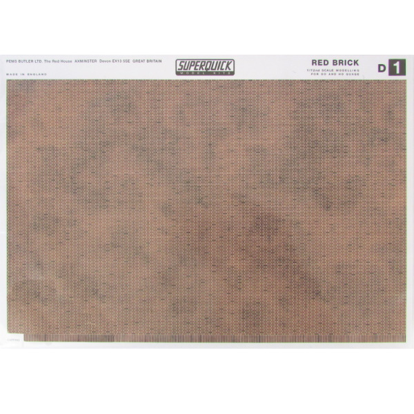 Superquick D1 OO/HO Scale Red Brick Building Paper (6 Pack)