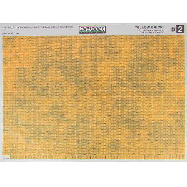 Superquick D2 OO/HO Scale Yellow Brick Building Paper (6 Pack)