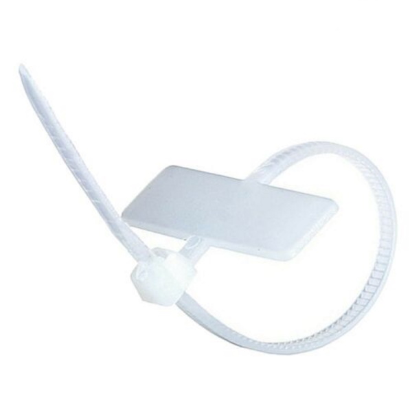 100mm White Cable Ties With Marker Pkt 100