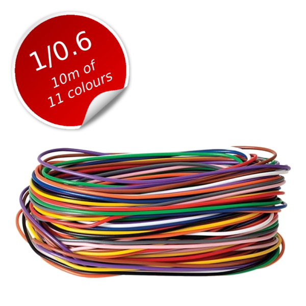 10 Metres Of 11 Colours 1/0.6 Single Core Layout Wire 110m Total