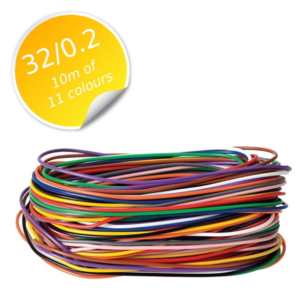 10 Metres Of 11 Colours 32/0.2 Stranded Layout Wire 110m Total