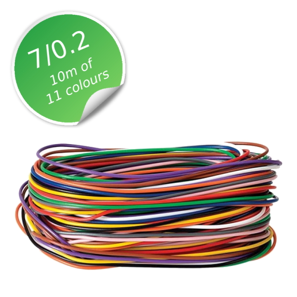110 Metres of 11 Colours of 7/0.2 Stranded Layout Wire