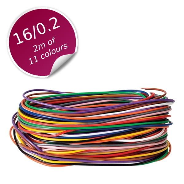 22 Metres of 11 Colours of 16/0.2 Stranded Layout Wire