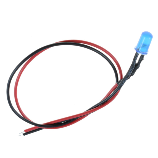 3mm 12v DC Pre Wired Blue Diffused LED