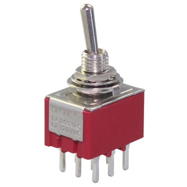 Miniature Toggle Switch 3PDT ON-ON Panel Mount