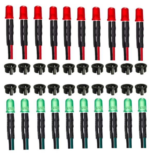 Points Position Indicator Kit 3mm 3v Red / Green Pre Wired LED