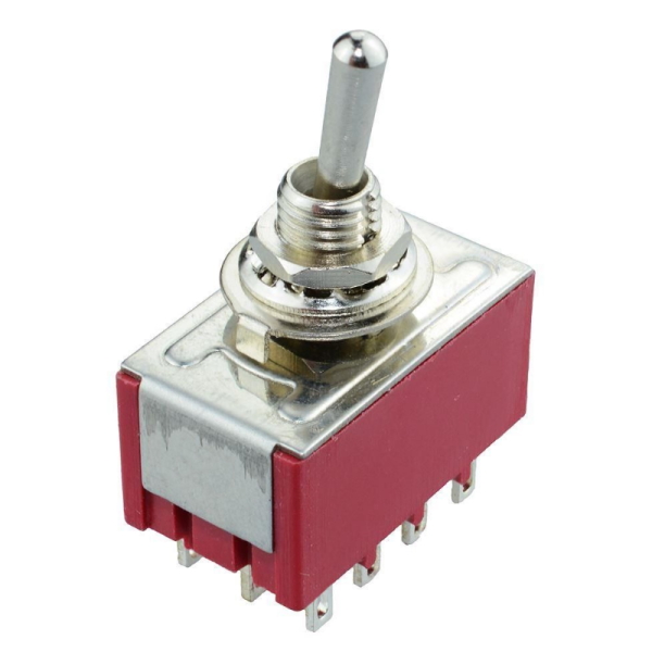 Miniature Toggle Switch 4PDT ON-OFF-ON Panel Mount