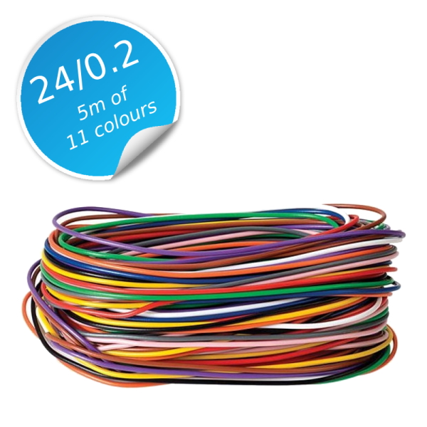 55 Metres of 11 Colours of 24/0.2 Stranded Layout Equipment Wire