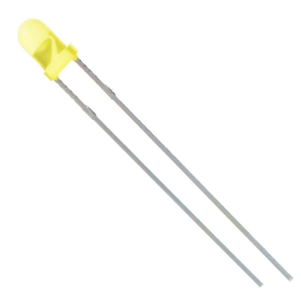 3mm Diffused Yellow 12v Flashing LED With Integrated Resistor