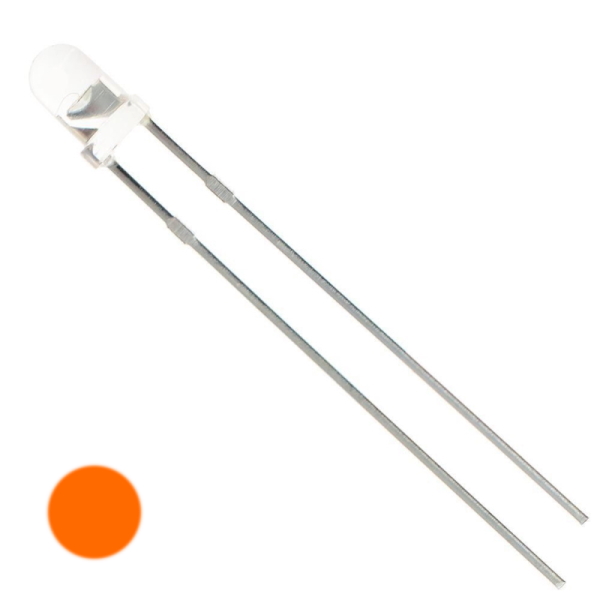 3mm Round Top Orange Flickering 2.2v LED Resistor Required
