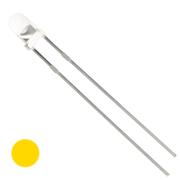 3mm Round Top Yellow Flickering 3.3v LED Resistor Required