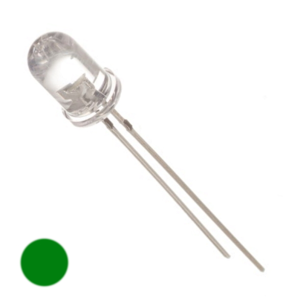 5mm Round Top Green Flickering Water Clear 3.0v LED Resistor Reqd