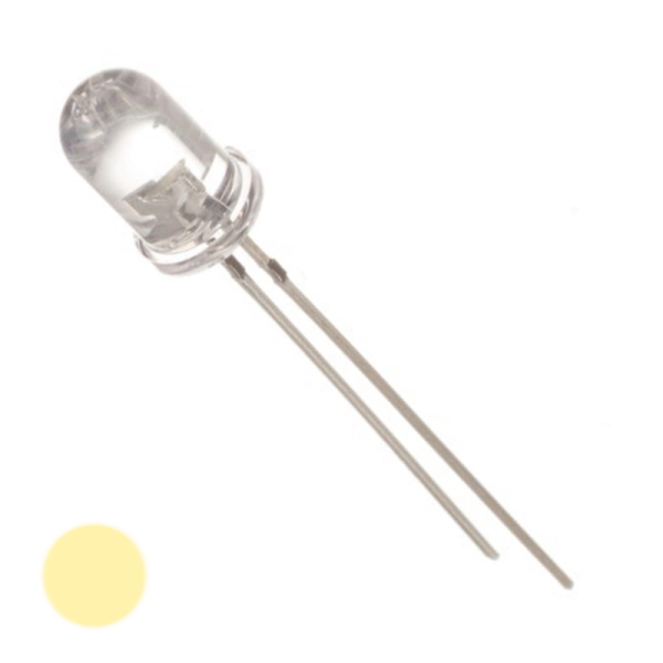 5mm Round Top White Flickering Water Clear 3.0v LED Res Reqd