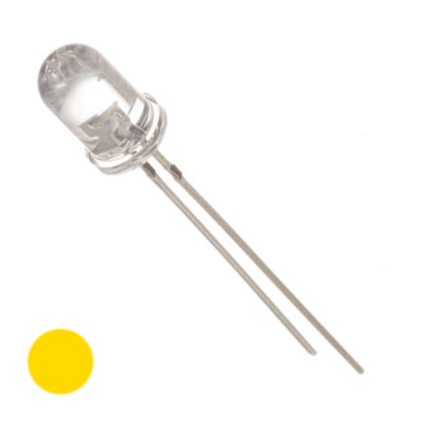 5mm Round Top Yellow Flickering Water Clear 1.9v LED Res Reqd