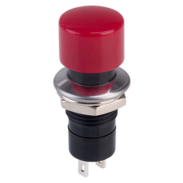 Latching SPST On-Off Push Button Switch with Red Dome Button
