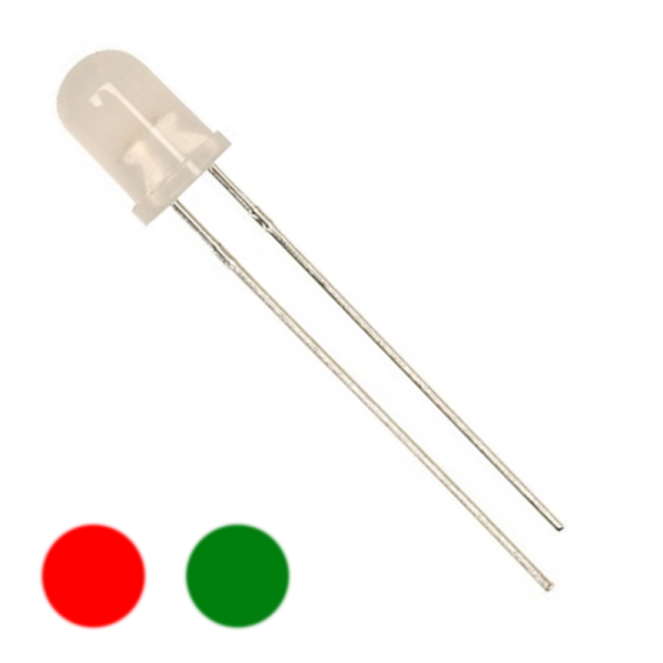 5mm Bi Colour Red / Green Milky White 2.2v LED Resistor Required