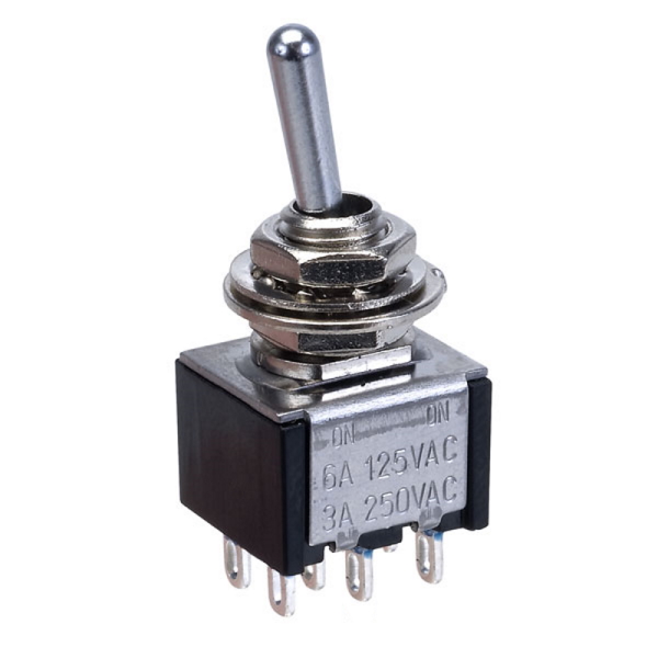 Miniature Toggle Switch DPDT ON-ON Panel Mount