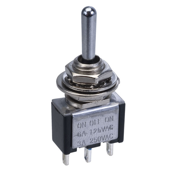Miniature toggle switch SPDT (ON)-OFF-(ON) Panel Mount