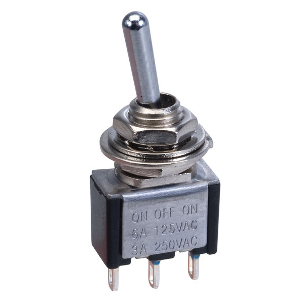 Miniature Toggle Switch SPDT ON - OFF - (ON) Panel Mount