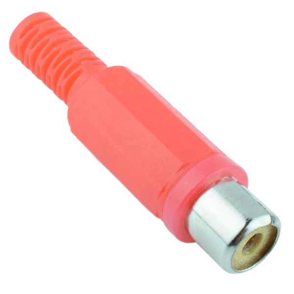 Insulated Phono RCA Inline Male Socket Red