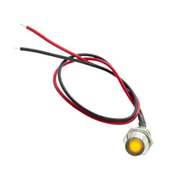 3mm 12v DC Pre Wired Yellow Diffused LED With Chrome Holder
