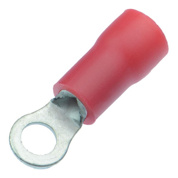 Red 3.7mm (4BA) Ring Connector Crimp On Terminal Pkt 25