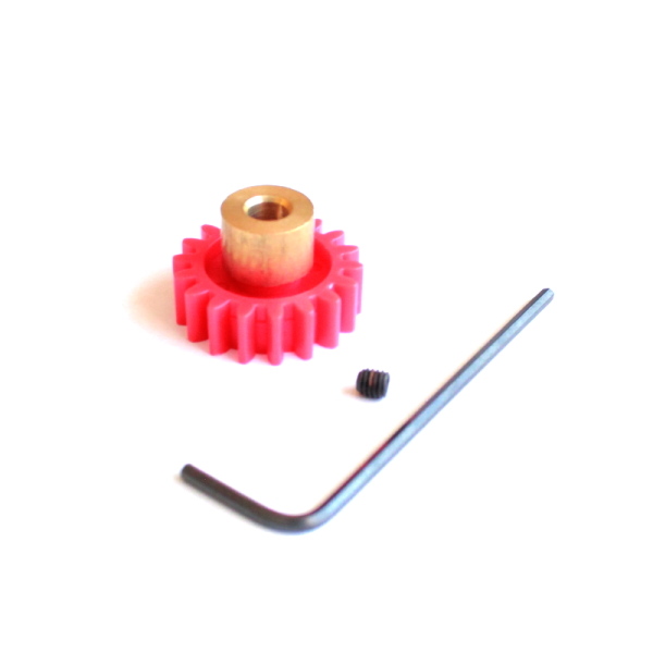 Red Plastic 18 Tooth 18mm Dia Gear With 4mm Brass Hub