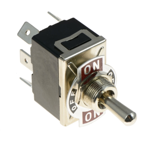 Standard Toggle Switch DPDT ON - OFF - ON Panel Mount 6.3 Tab Terminals