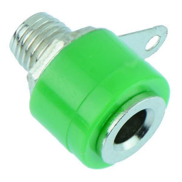 Insulated Test Socket 4mm Panel Mount Green 6 Amp