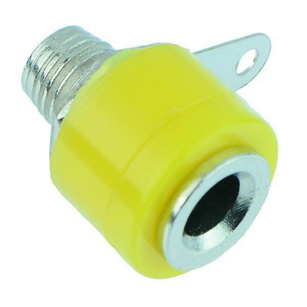 Insulated Test Socket 4mm Panel Mount Yellow 6 Amp