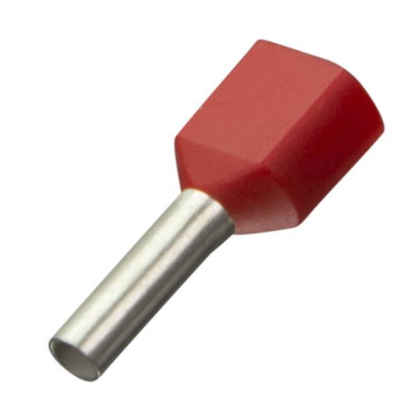1.0mm Red Twin Bootlace Cord End Ferrule Pkt 25