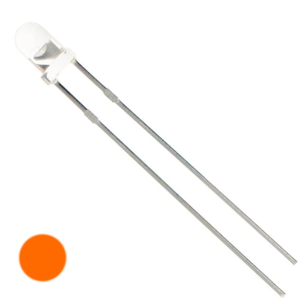 3mm Orange Flashing 2.4v LED Water Clear Resistor Required