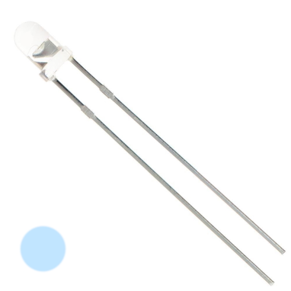 3mm Cool White 12v Water Clear LED With Integrated Resistor
