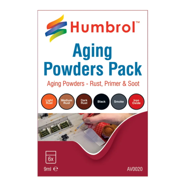 Humbrol AV0020 Aging Powders mixed pack of 6 x 9ml Pots