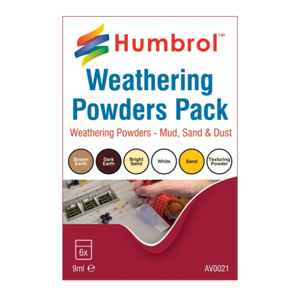 Humbrol AV0021 Weathering Powders mixed pack of 6 x 9ml Pots