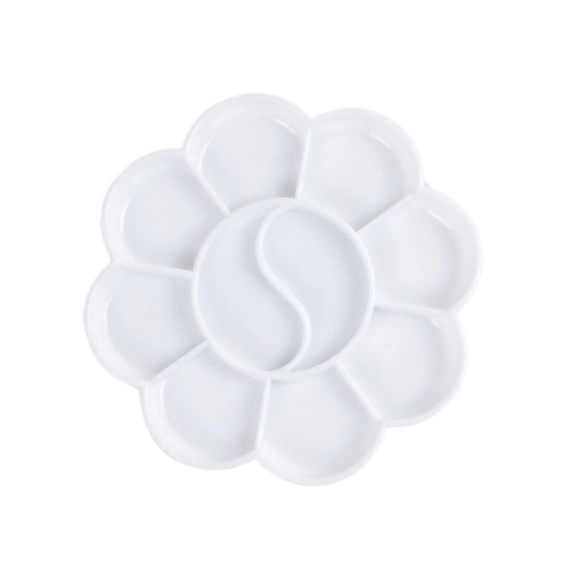 Round 80mm White Plastic Flower Shape Paint Palette